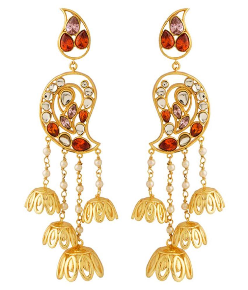 Voylla Jhumki Dangler Earrings with Double Paisley Motif Buy Voylla