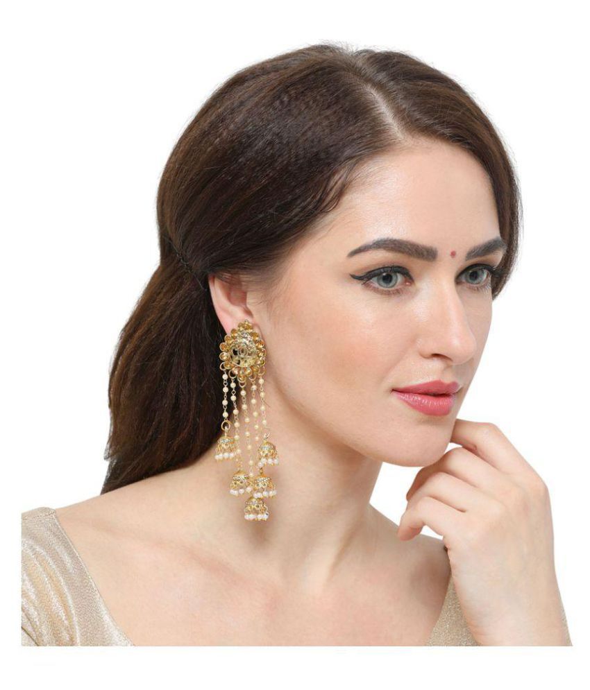 Aadita Traditional Gold Plated Jhumki Tassel Earrings Set For Women And
