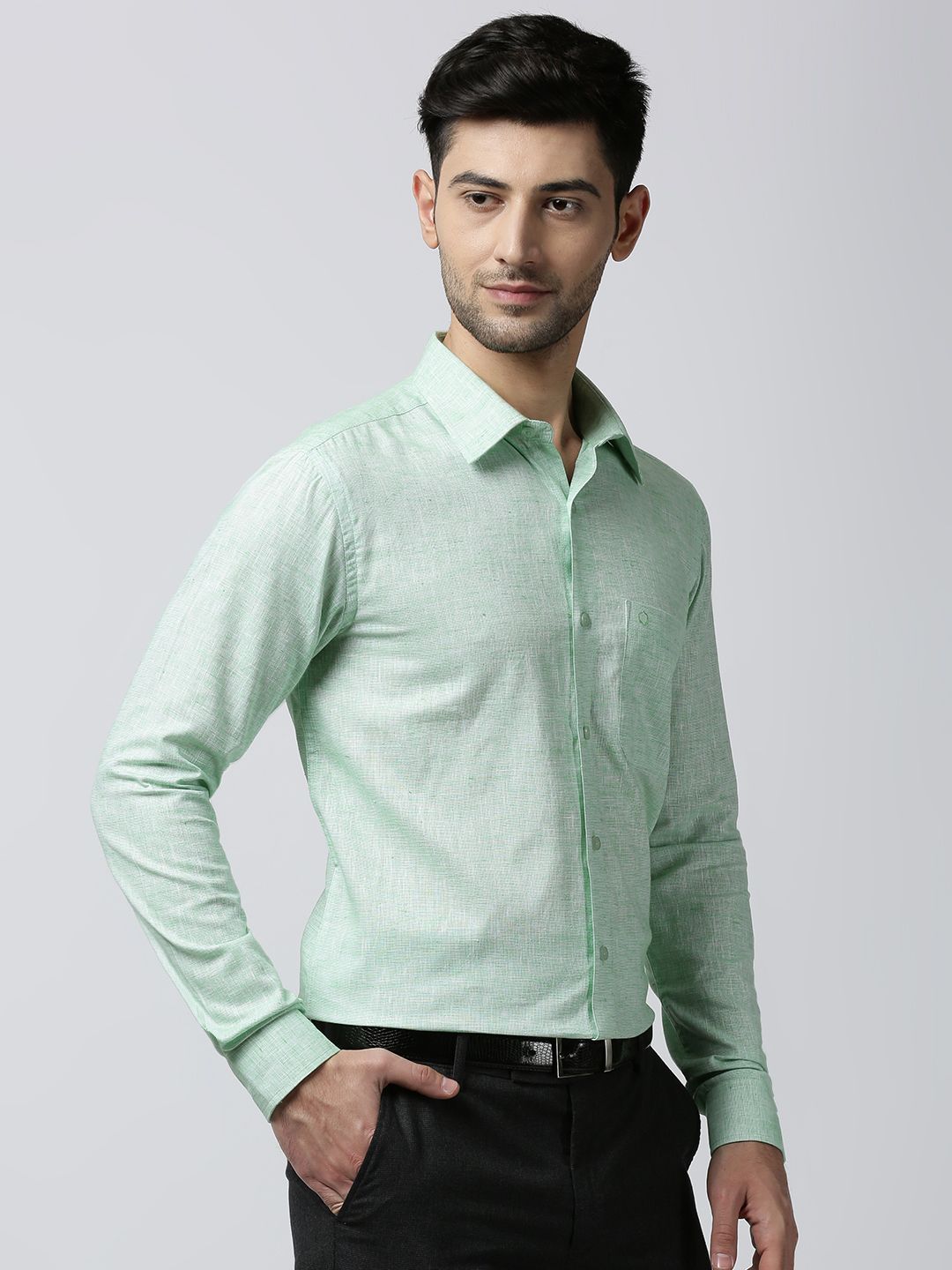 green formal shirt combination