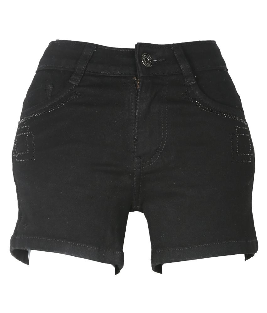 Kirosh Black Colored Stretchable Denim Shorts For Girls - Buy Kirosh ...