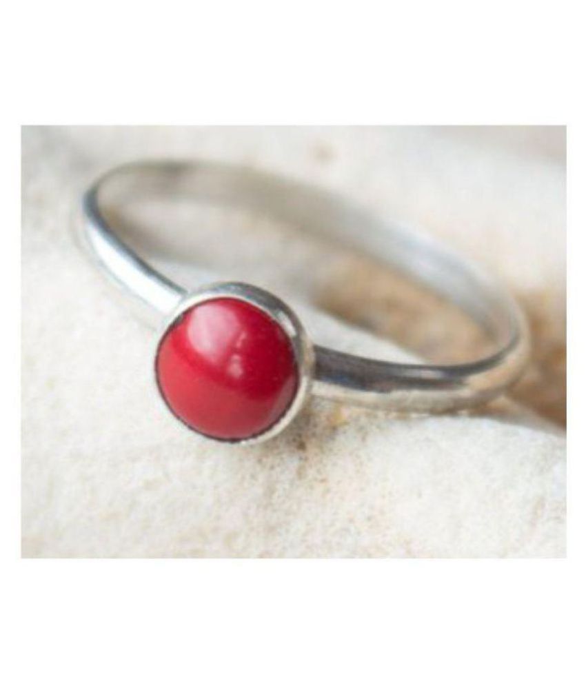 moonga stone in silver ring