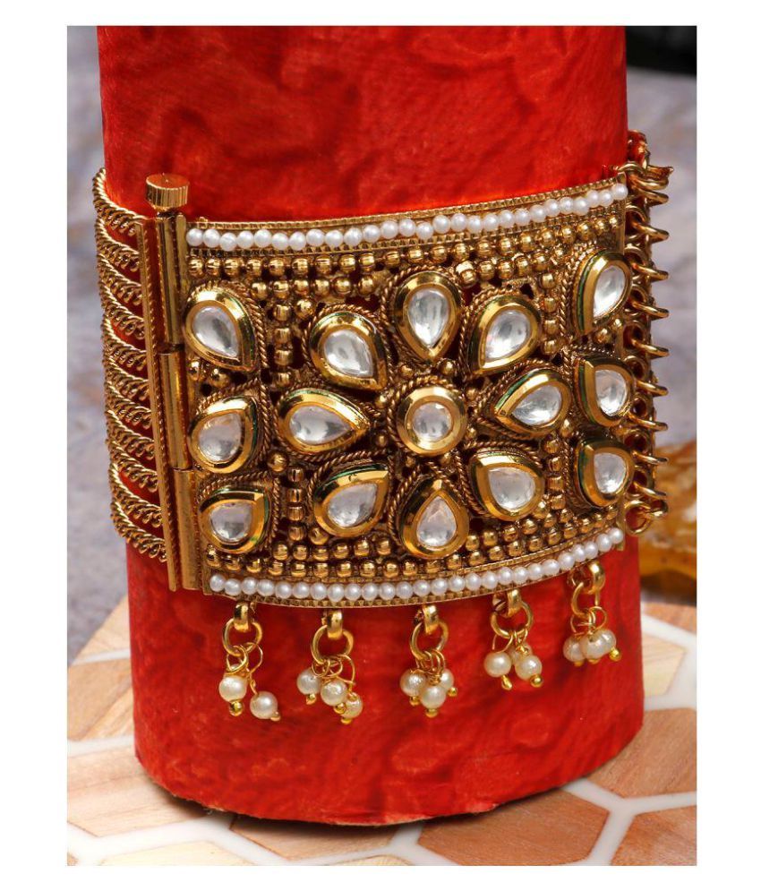 Priyaasi GoldPlated KundanStudded Handcrafted Multistranded Bracelet Buy Priyaasi GoldPlated