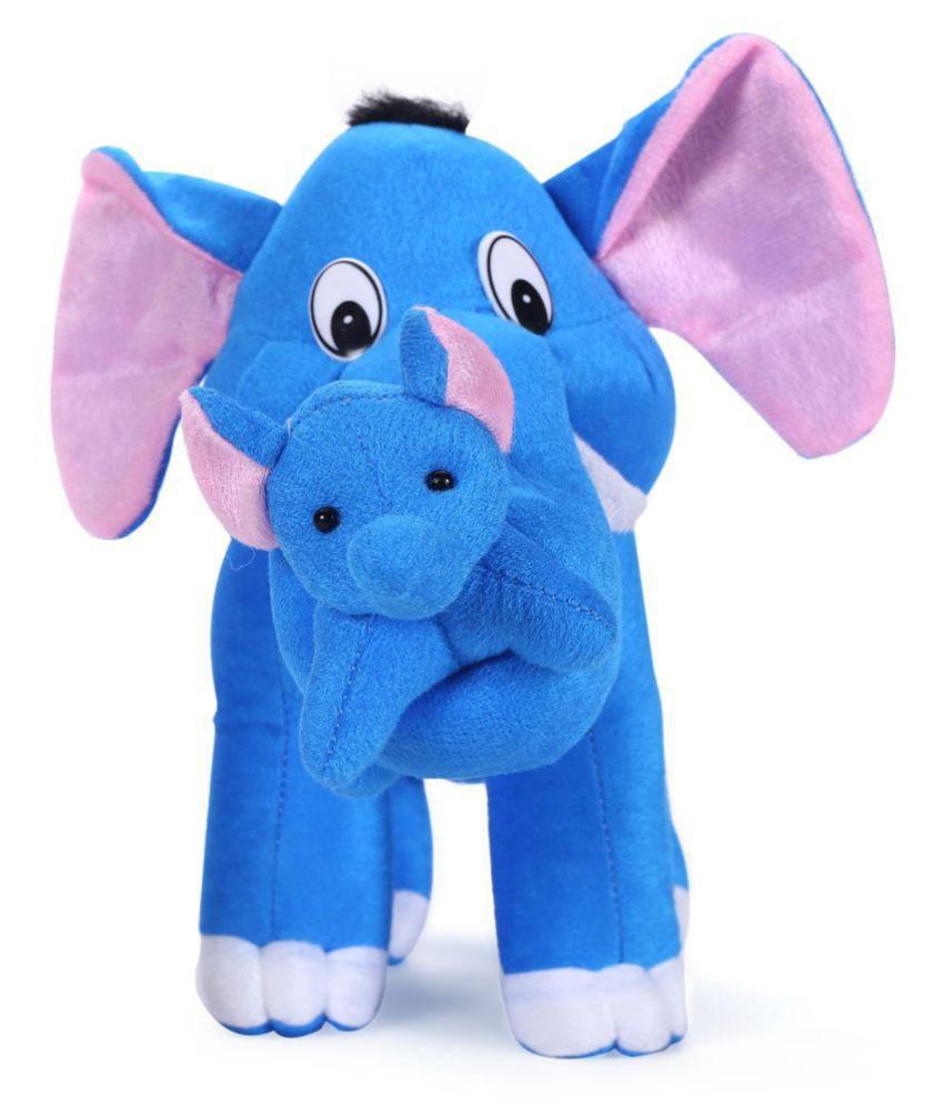     			Tickles Mother Elephant with Single Baby Soft Stuffed Plush Animal Toy for Kids (Size: 32 cm Color: Blue)