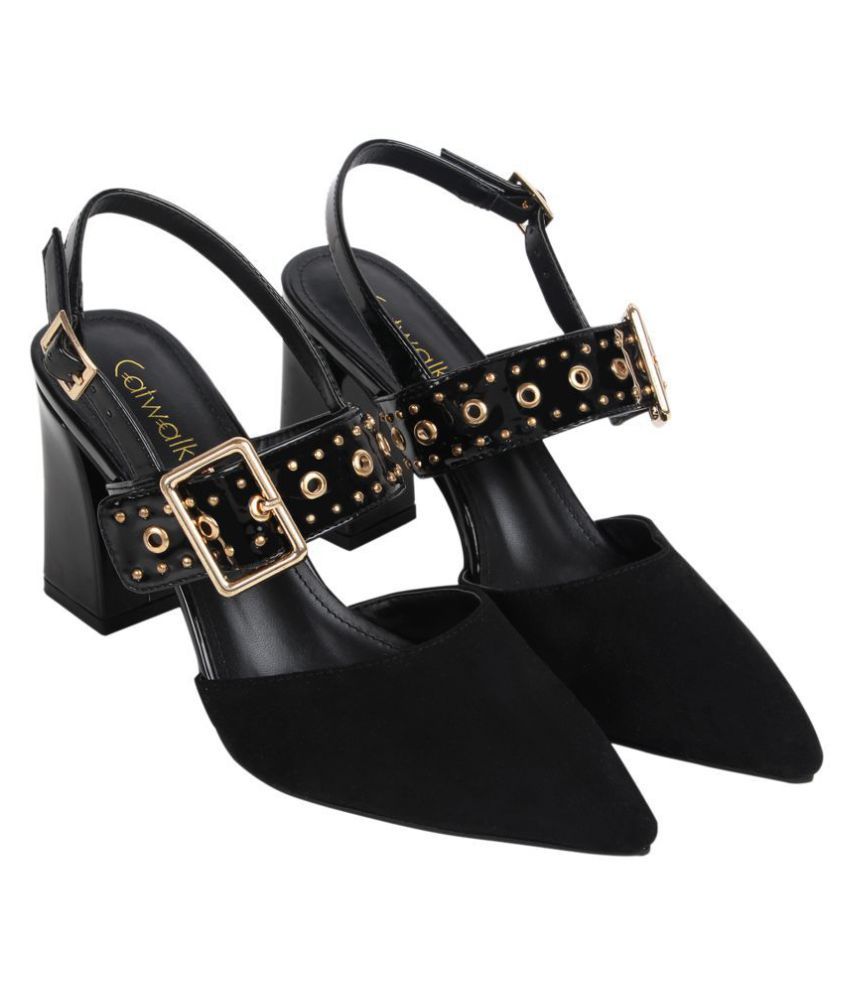 catwalk black block heels