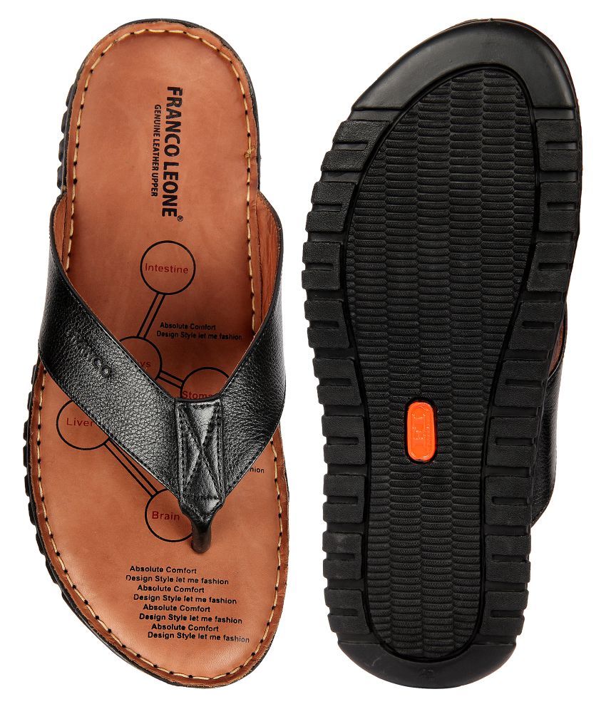 Franco Leone Black Leather Slippers Price in India- Buy Franco Leone ...