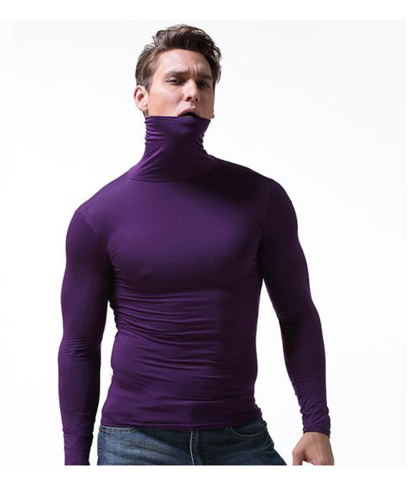 Mens Thermal Modal Slim Fit Well-absorbent Turtleneck Shirt Warm Long ...