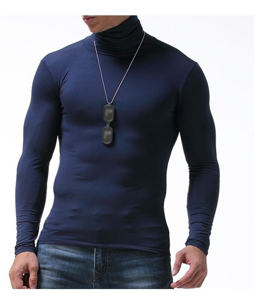 Mens Thermal Modal Slim Fit Well-absorbent Turtleneck Shirt Warm Long ...