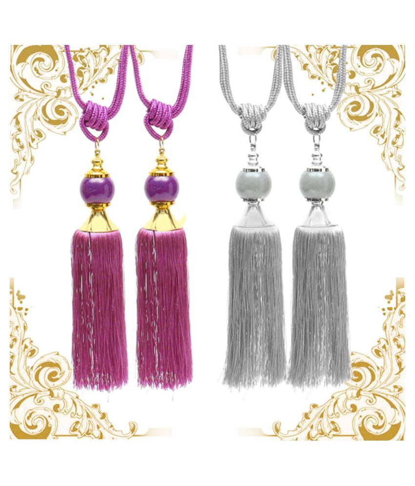 2Pcs Tassel Curtain Rope Tie Backs Crystal Beaded Ball Tiebacks Window