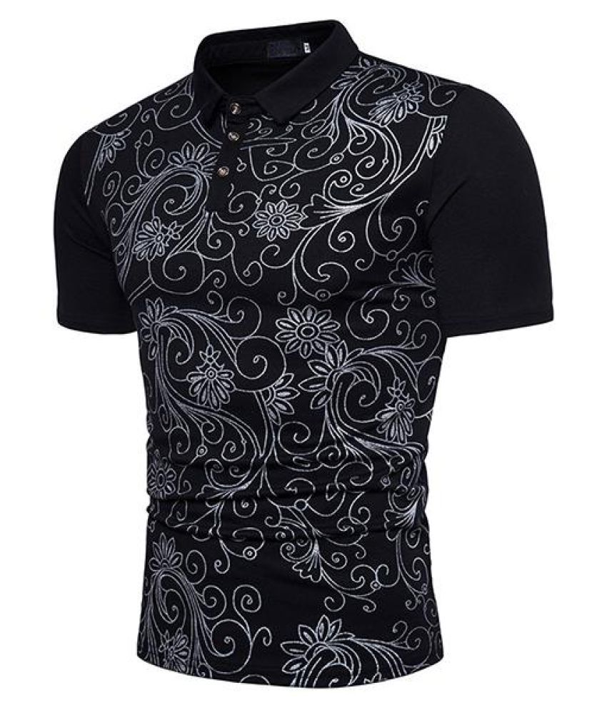 Mens Summer Stylish Printed Slim Fit Business Casual Golf Shirt