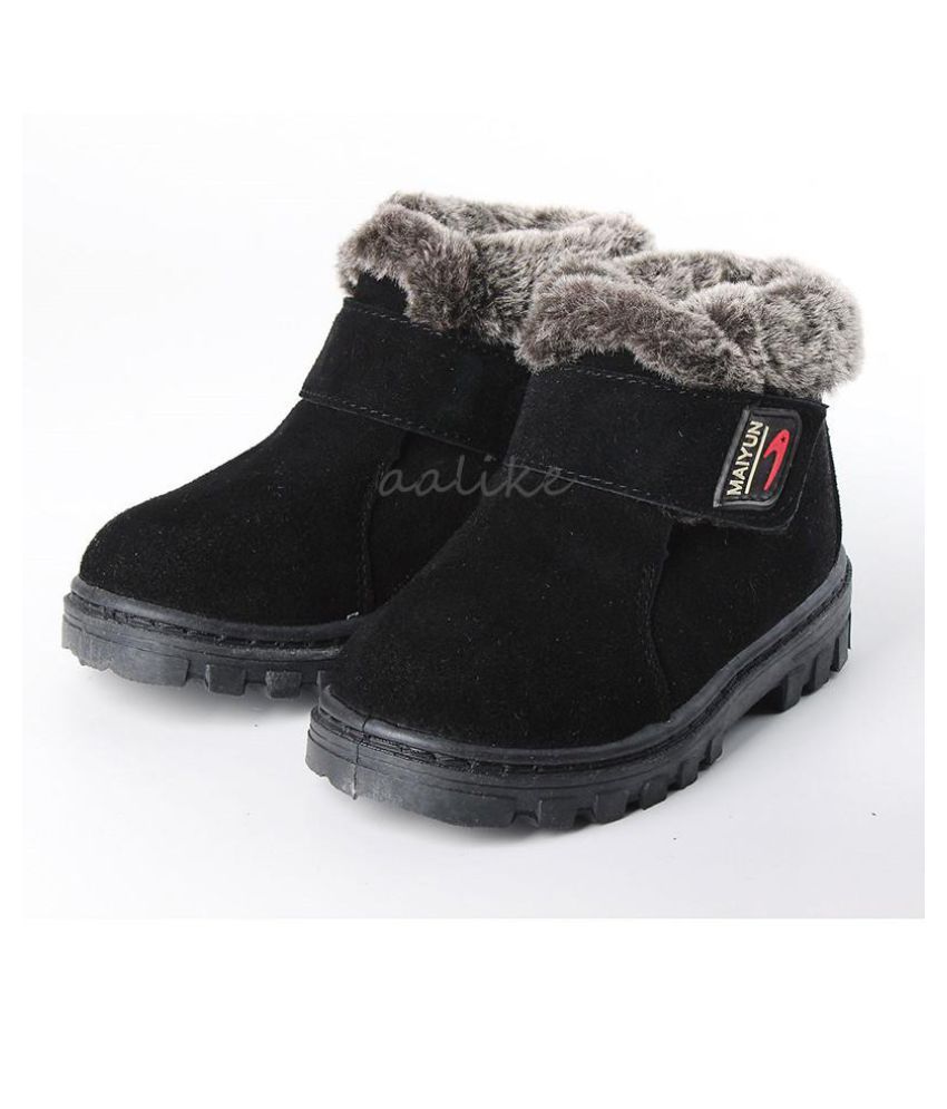 New Girls Boys Winter Warm Boots Kids Children Cotton Leather