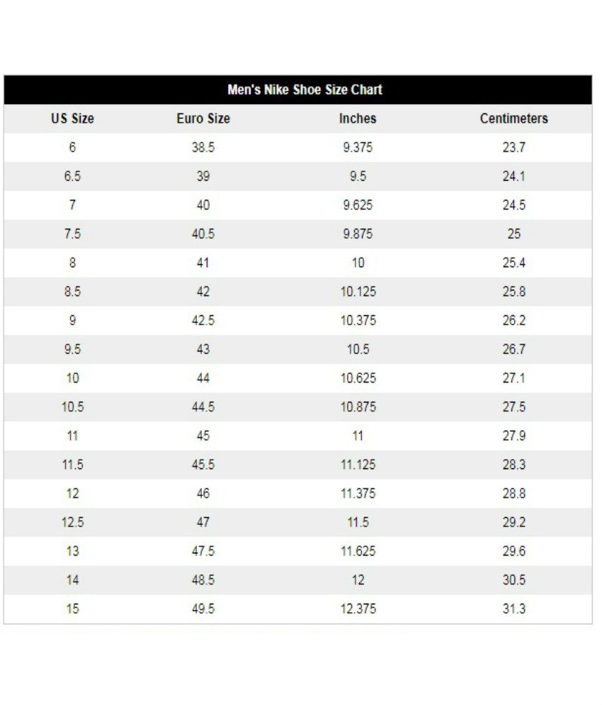 nike tanjun sandals size chart