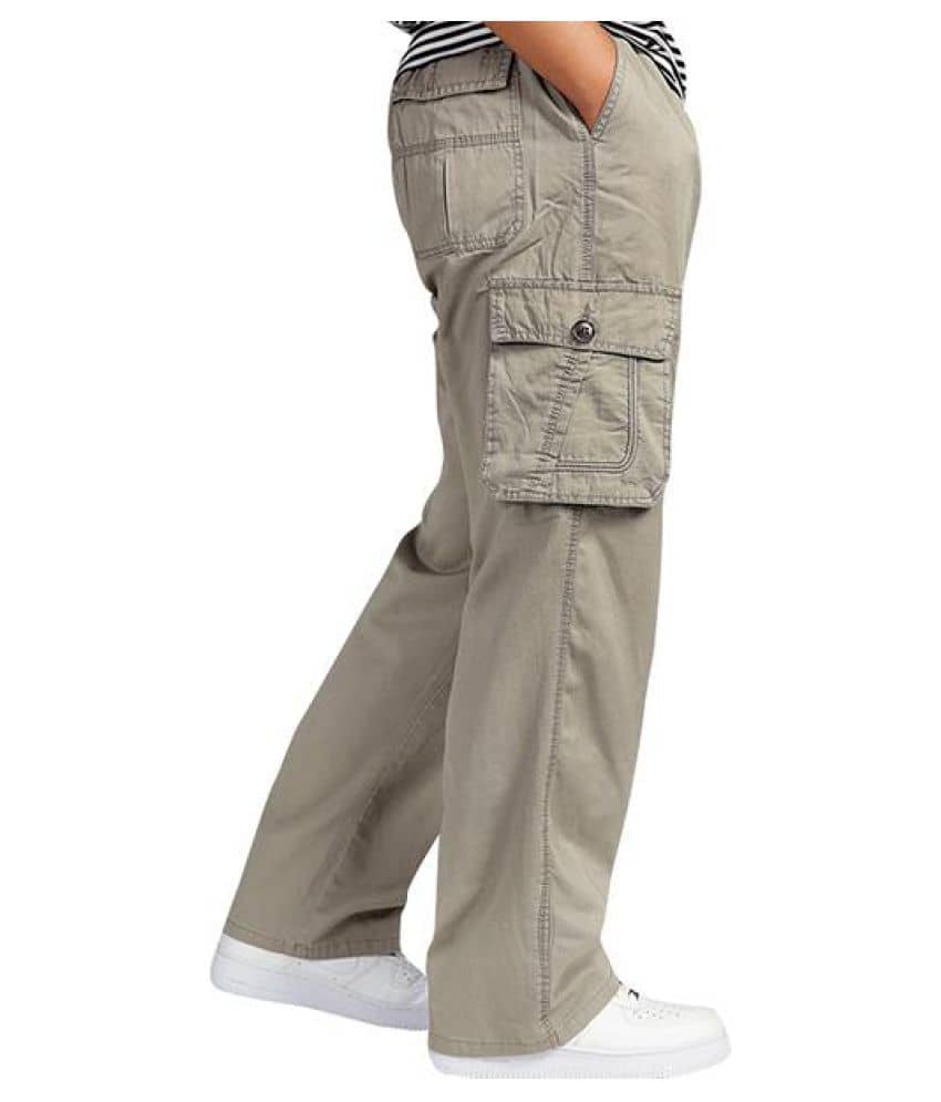 Mens Multi-pocket Cotton Cargo Pants 