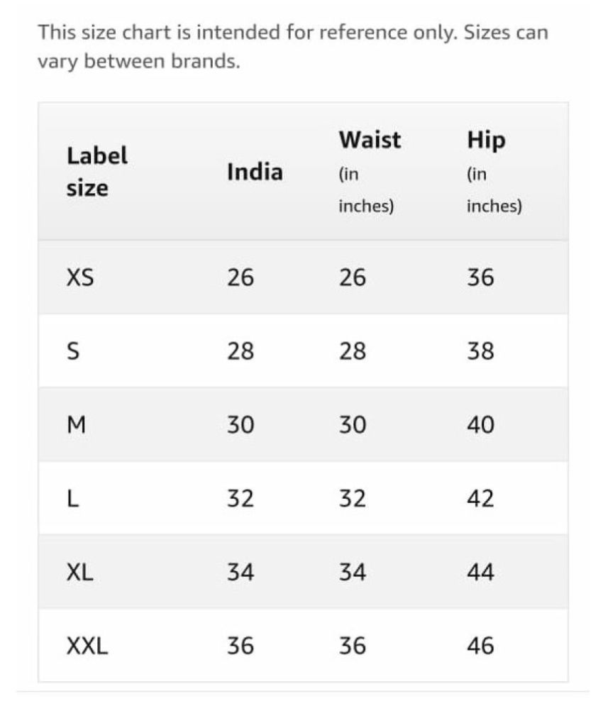 nike size chart india