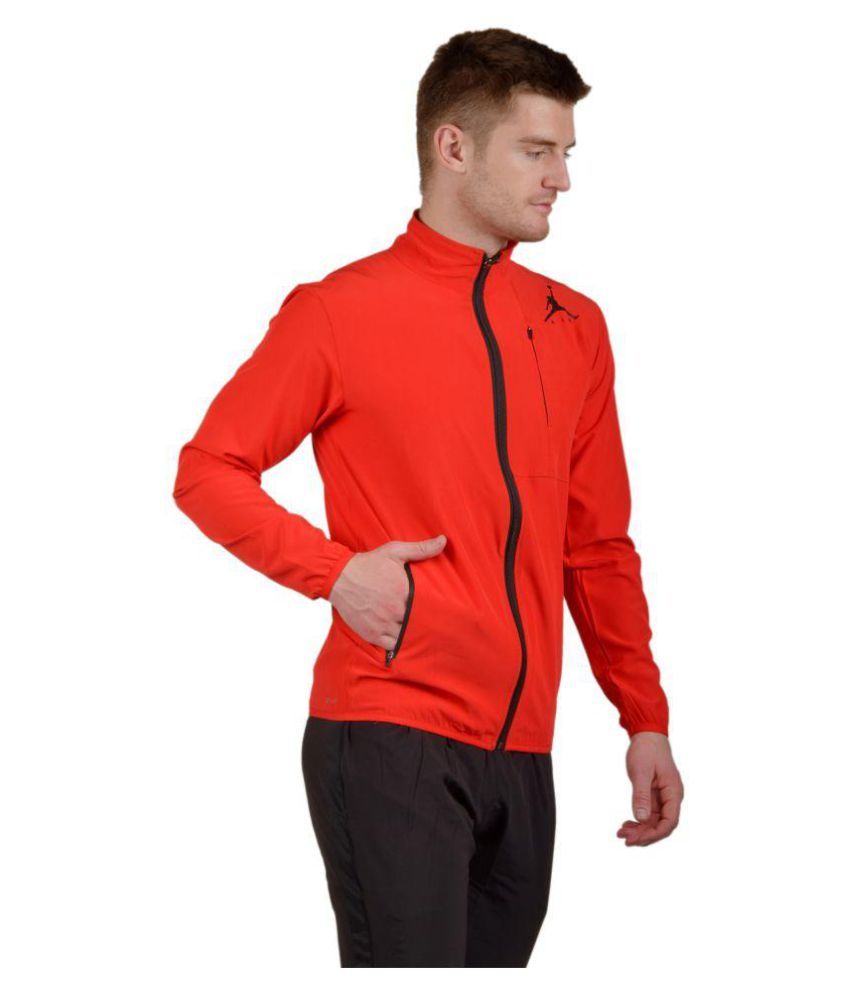red polyester jacket