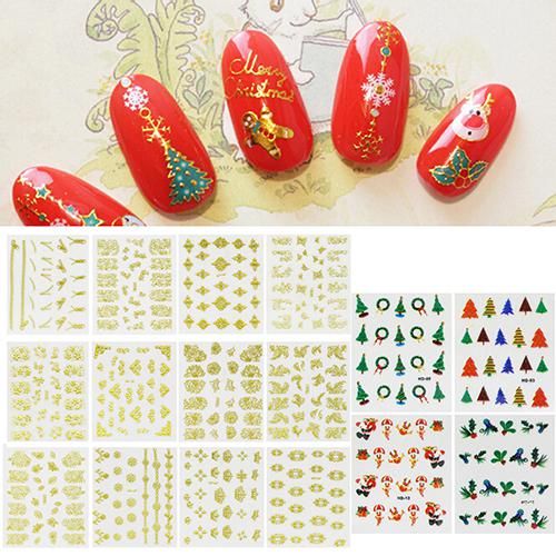 12 Sheets Christmas Snowflake Zip 3d Decals Nail Art Tips Stickers