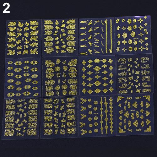 12 Sheets Christmas Snowflake Zip 3d Decals Nail Art Tips Stickers