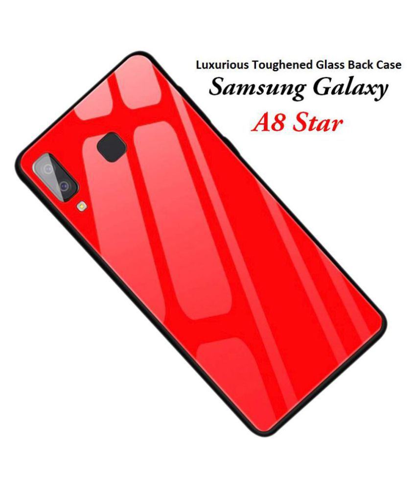     			Samsung Galaxy A8 Star Mirror Back Covers JMA - Red Luxurious Toughened Glass Back Case
