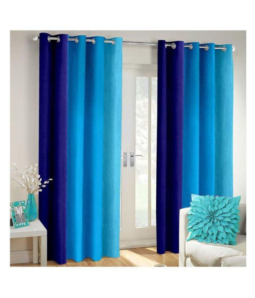     			Tanishka Fabs Blackout Room Darkening Curtain 5 ft ( Pack of 2 ) - Blue