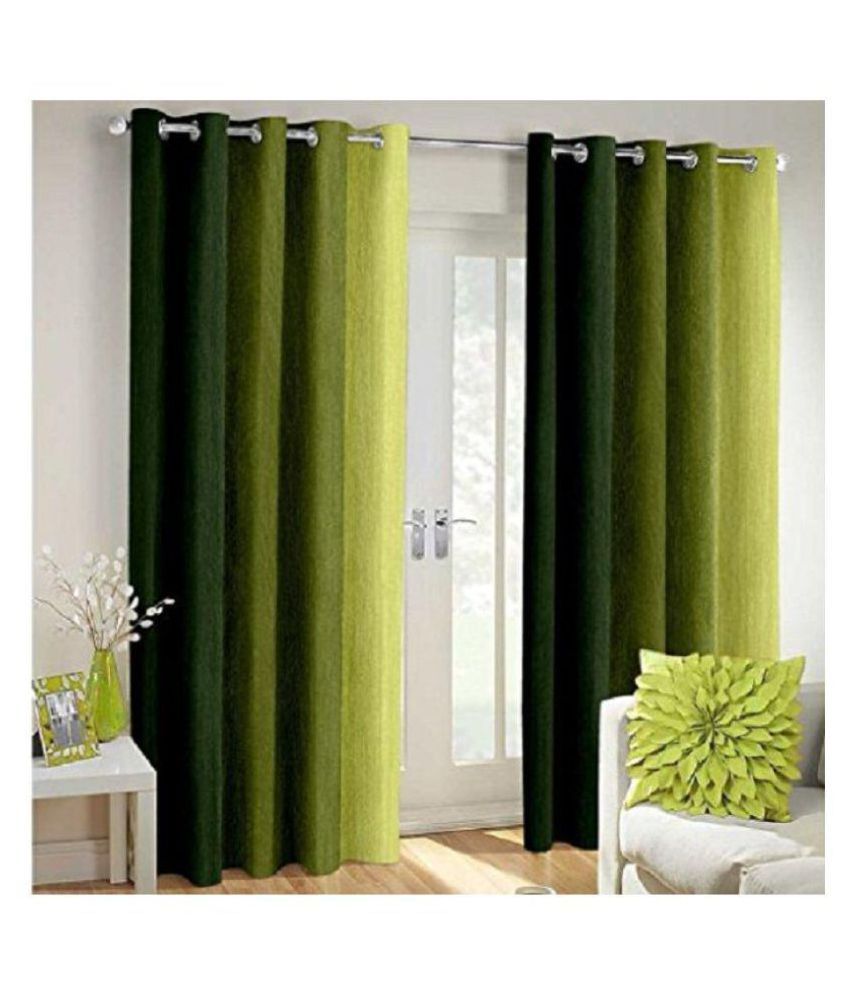     			Tanishka Fabs Blackout Room Darkening Curtain 5 ft ( Pack of 2 ) - Green