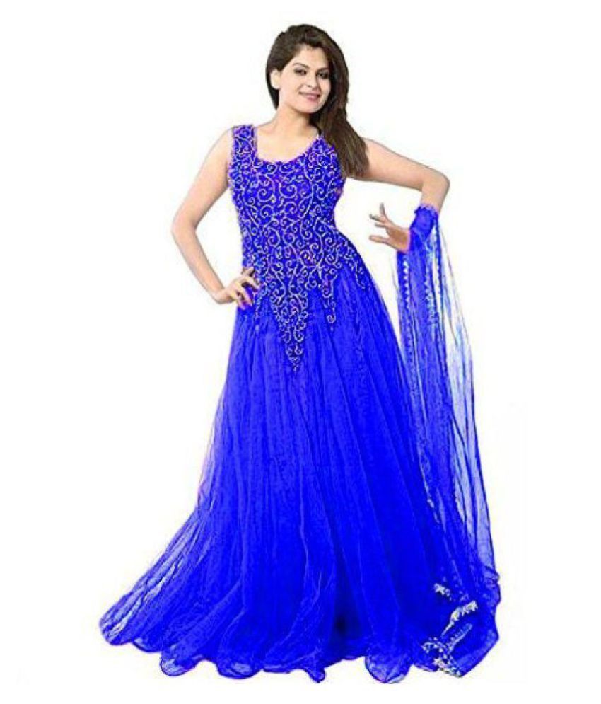 sky blue net gown