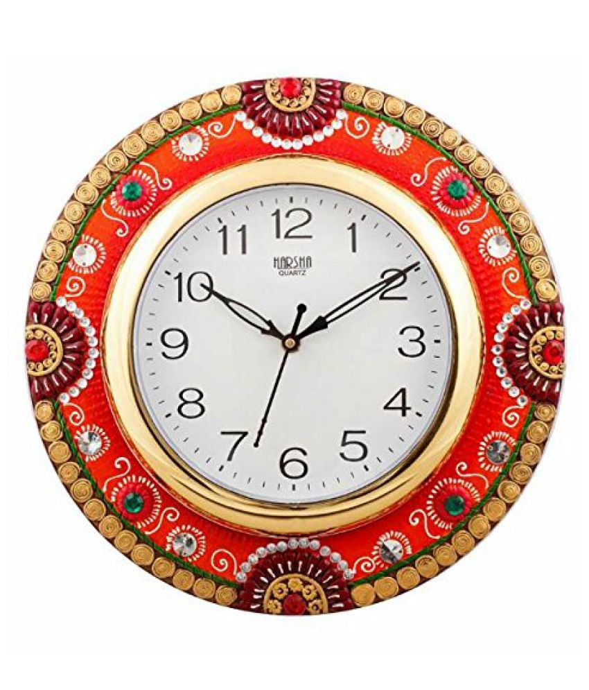 Unique Indian Crafts Assymetric Analog Wall Clock Décor Watch ( 3 x 35