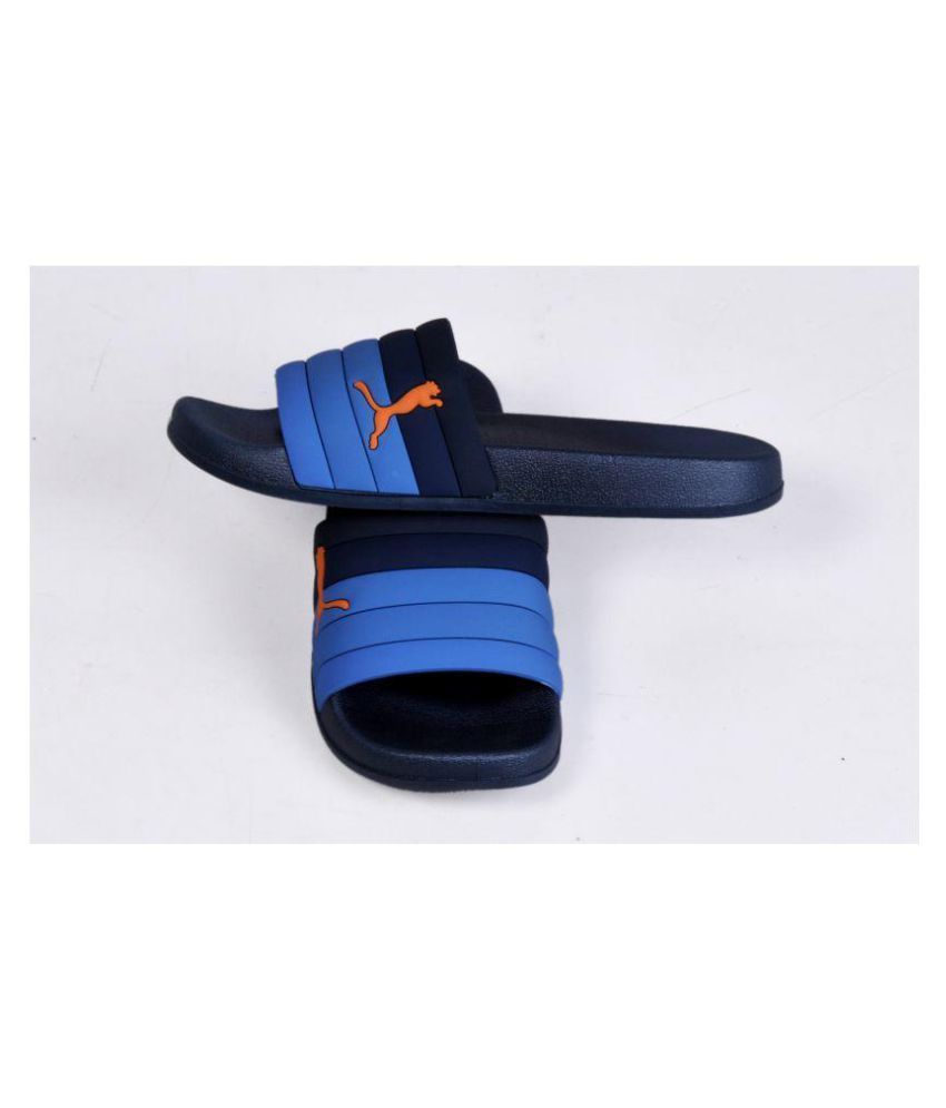 puma blue slide flip flop