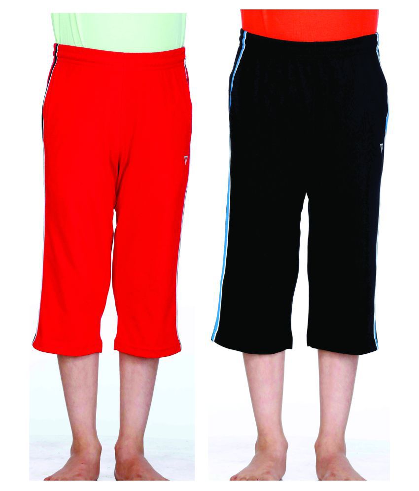     			Proteens Boy's Capri Black and Red Combo Pack of 2