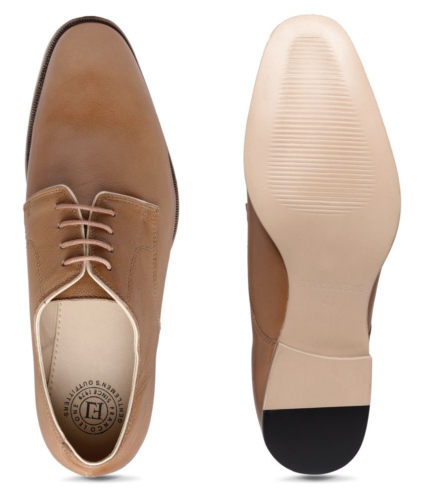 franco leone tan derby shoes