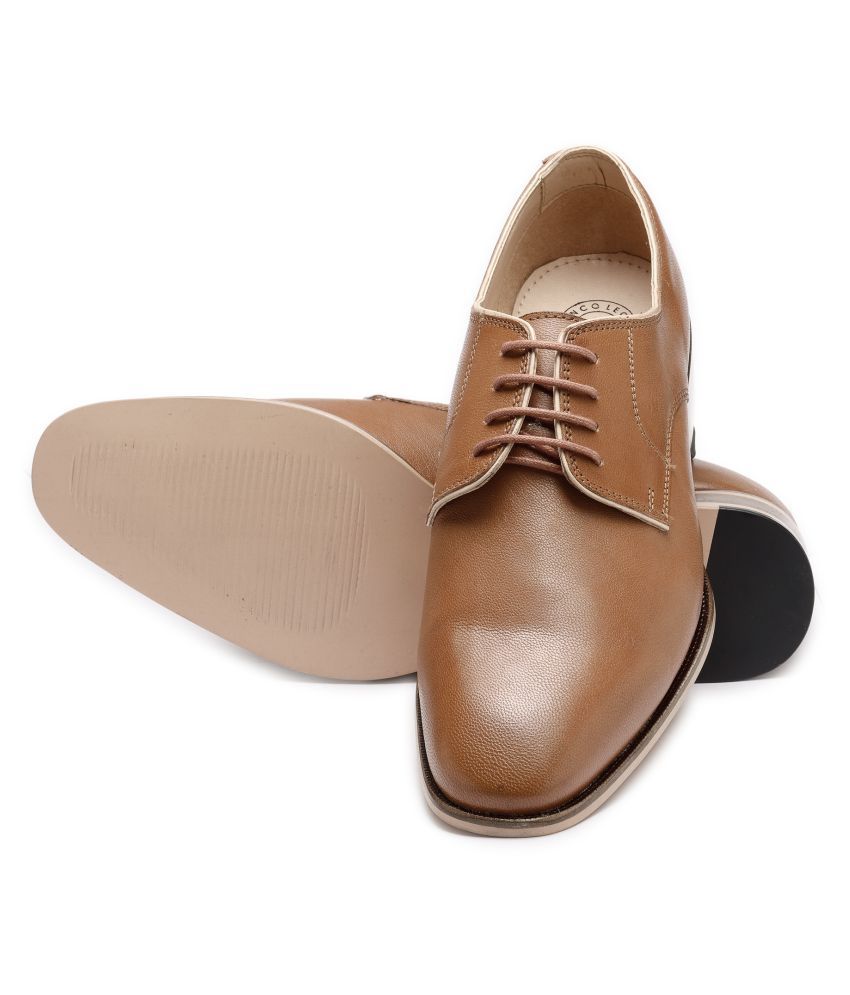 franco leone tan derby shoes