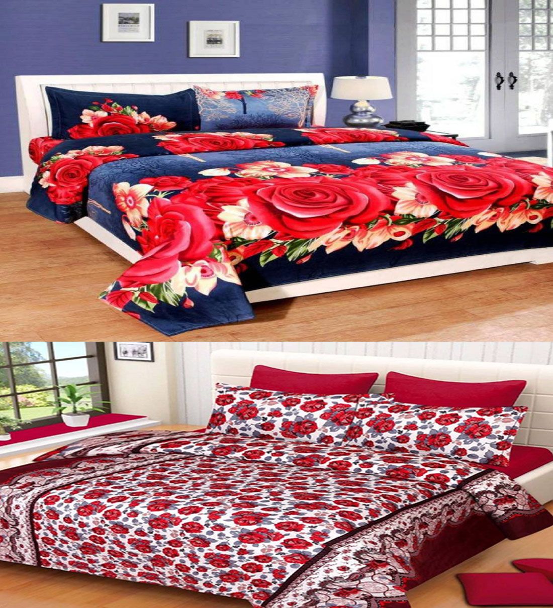 New panipat textile zone Double 3D Polycotton Multi Fitted Sheet Set of