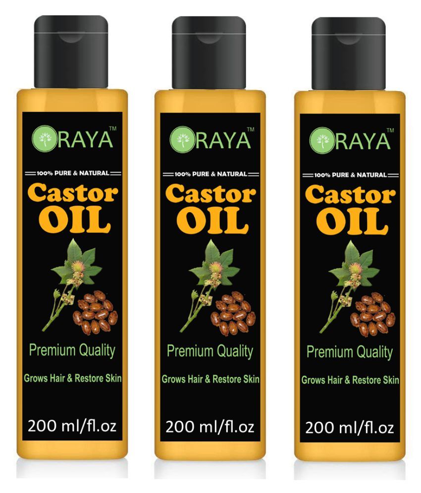     			ORAYA 100% Pure & Natural Premium Castor Oil (600 ml) 200 ml 600 ml Pack of 3