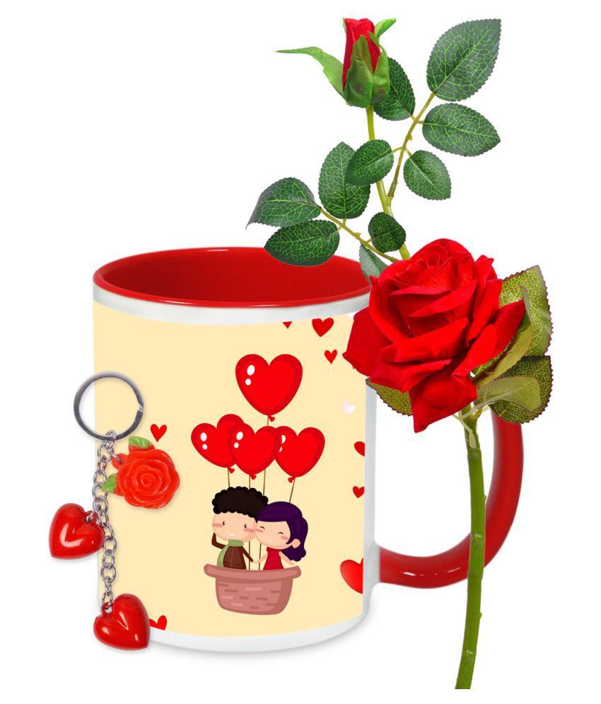 Cute Happy Propose Day Mug & Red Flowers with Heart key Ring ...