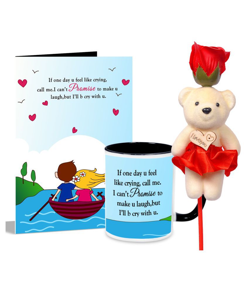 Friends Promise Day Greeting Card, Mug Hamper & Red Rose with ...