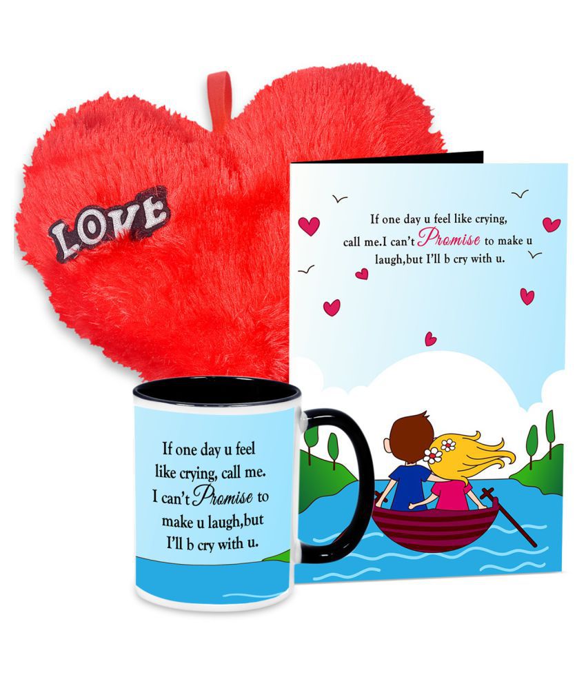Friends Promise Day Greeting Card, Mug Hamper & Red Heart Cushion ...