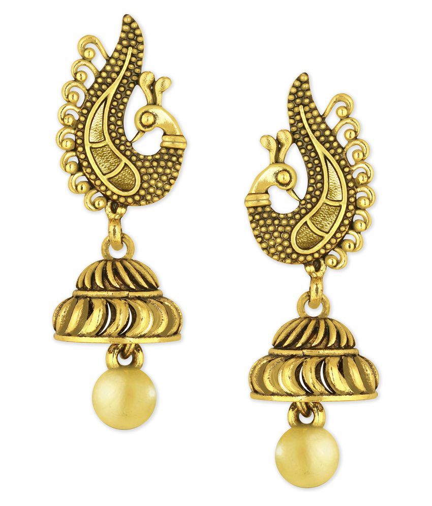     			Spargz Ethnic Peacock Jhumki Gold Oxidized Plated Alloy Earring For Women