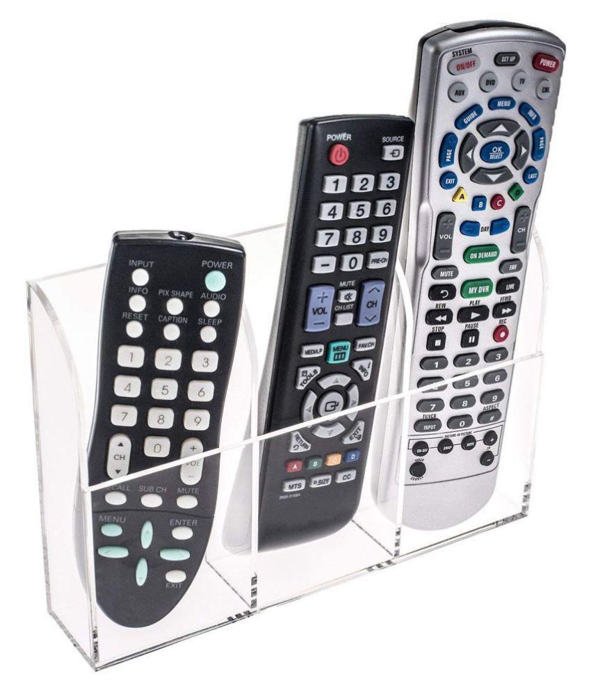 Universal Clear Acrylic Remote Control Holder (3 Slots) Wall Mount