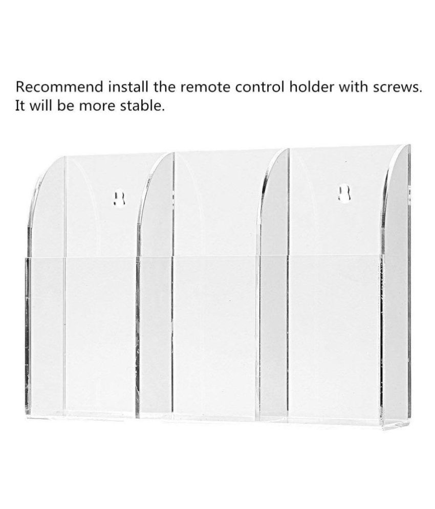 Universal Clear Acrylic Remote Control Holder (3 Slots) Wall Mount