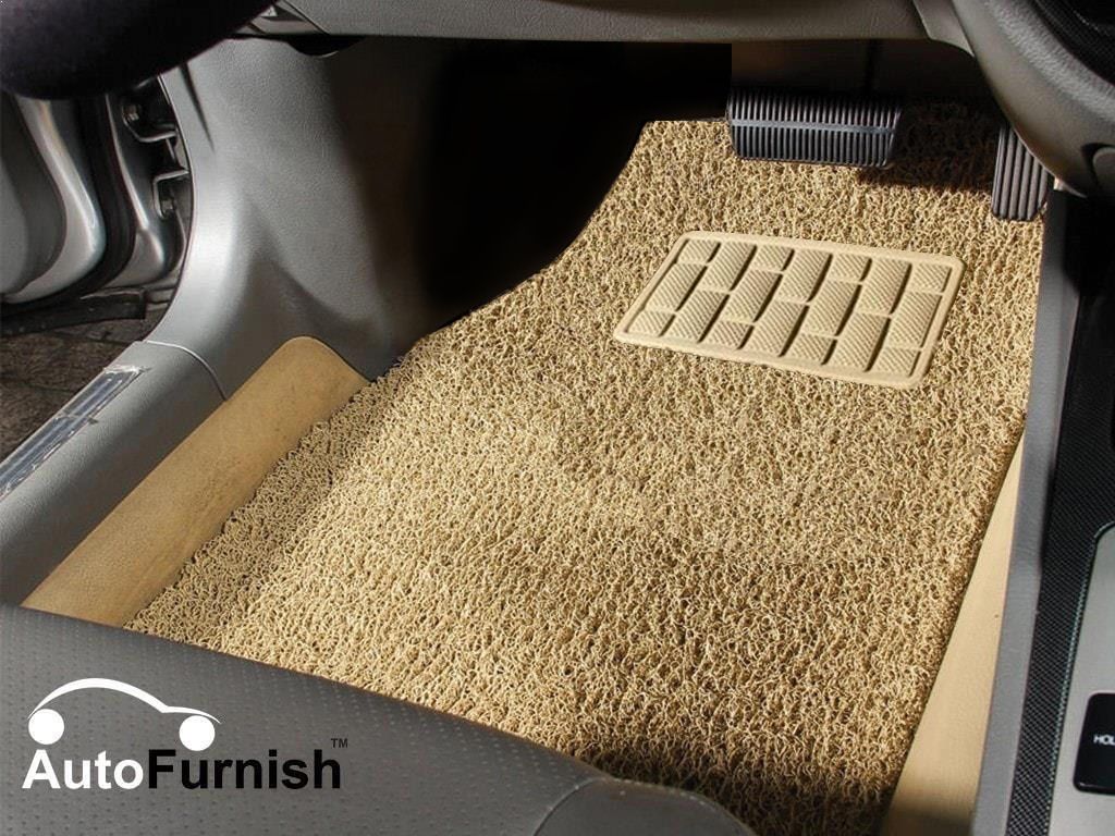 Autofurnish Anti Skid Curly Car Foot Mats Beige For Skoda Octavia 2017 Universal Size Custom Fit