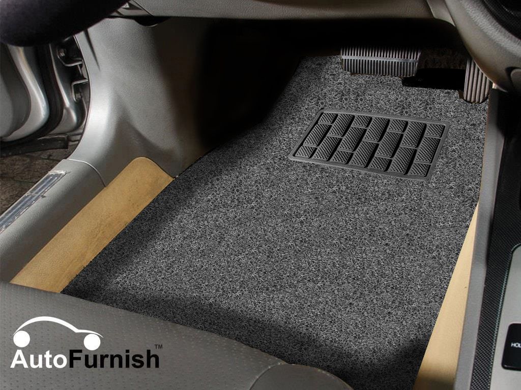 Autofurnish Anti Skid Curly Car Foot Mats (Grey Black) for Mahindra