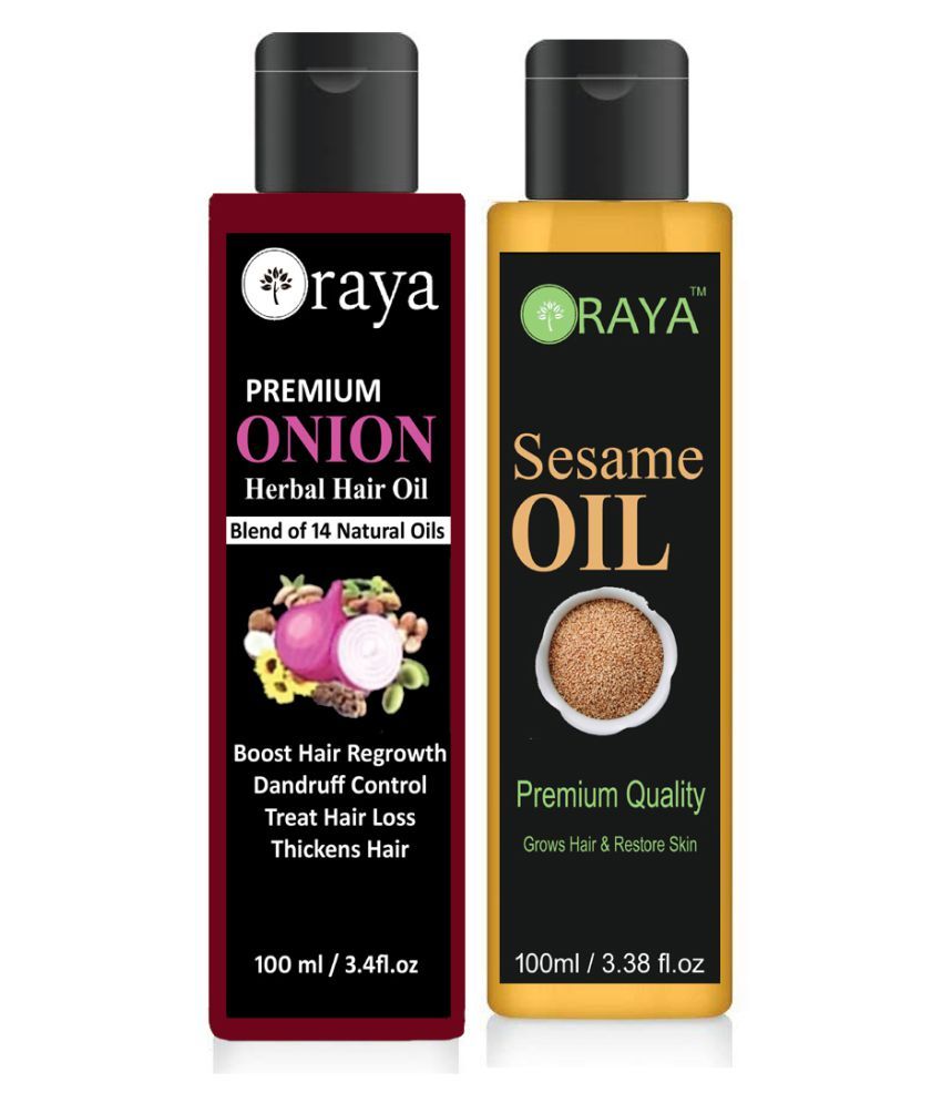     			ORAYA 100% Organic ONION Oil And Sesame Oil For Hair Growth- 200 ml Pack of 2