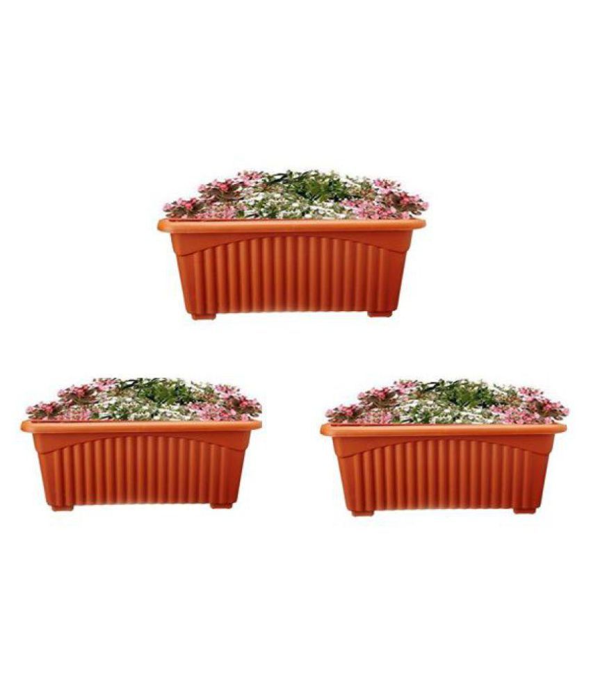 Alkarty 14 Inch Set Of 3 Rectangular  Plastic Flower  Pot  