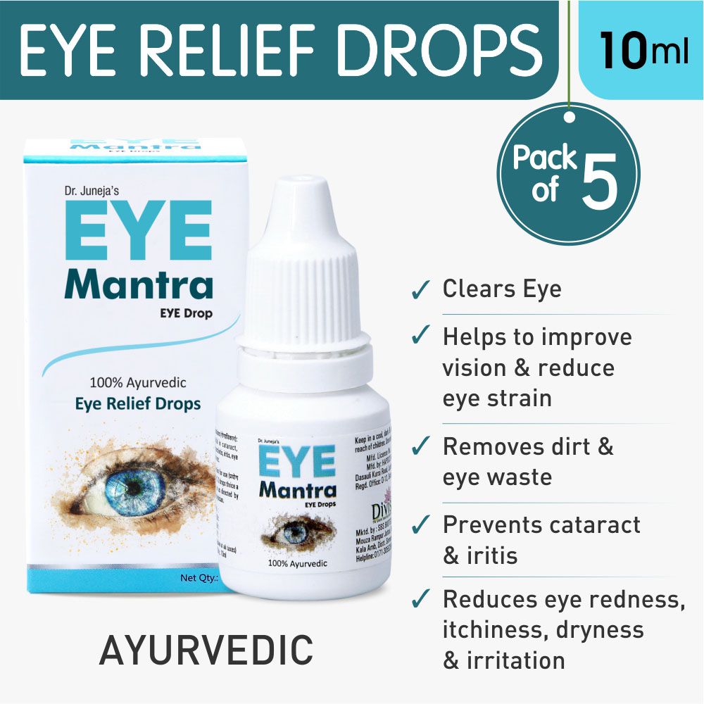 Eye Mantra Eye Drop - Ayurvedic Eye Relief Drop 10ml, Pack of 5 (Helpful in Cataract, Conjunctivitis, Iritis, Eye Strain)