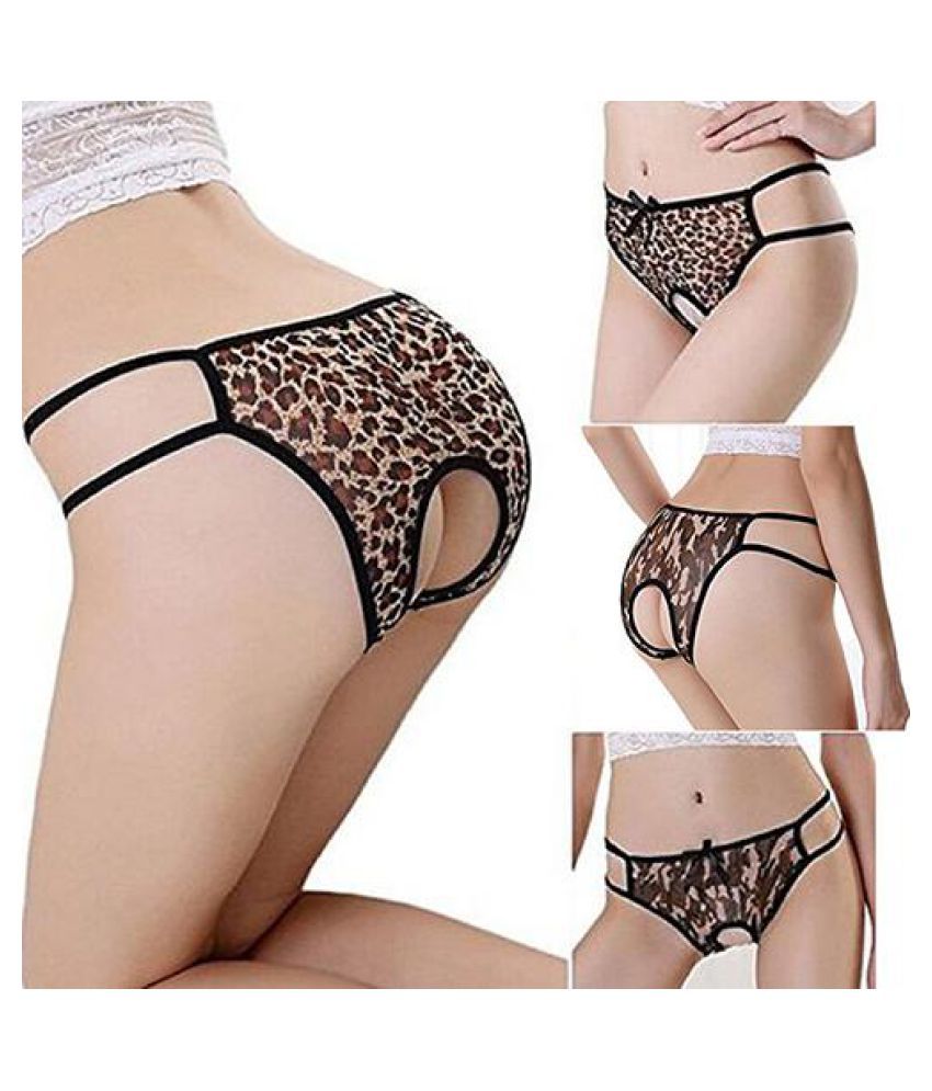 Buy Women Leopard Camouflage Crotchless Thongs Briefs Gstring Lingerie
