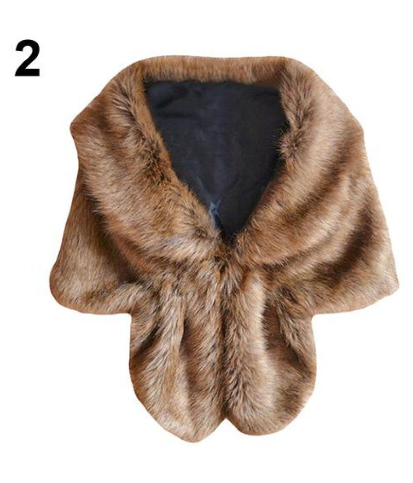 Women's Faux Rabbit Fur Collar Cappa Shawl Coat Cardigan Waistcoat ...