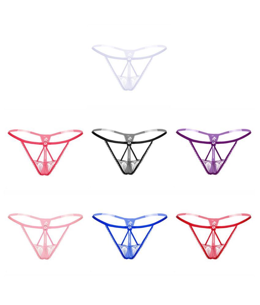 Buy Sexy Lace Strap G-String Hollow out Elastic Thong Underwear Women's ...