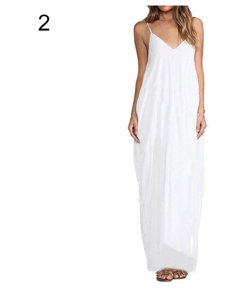 spaghetti strap maxi dress white