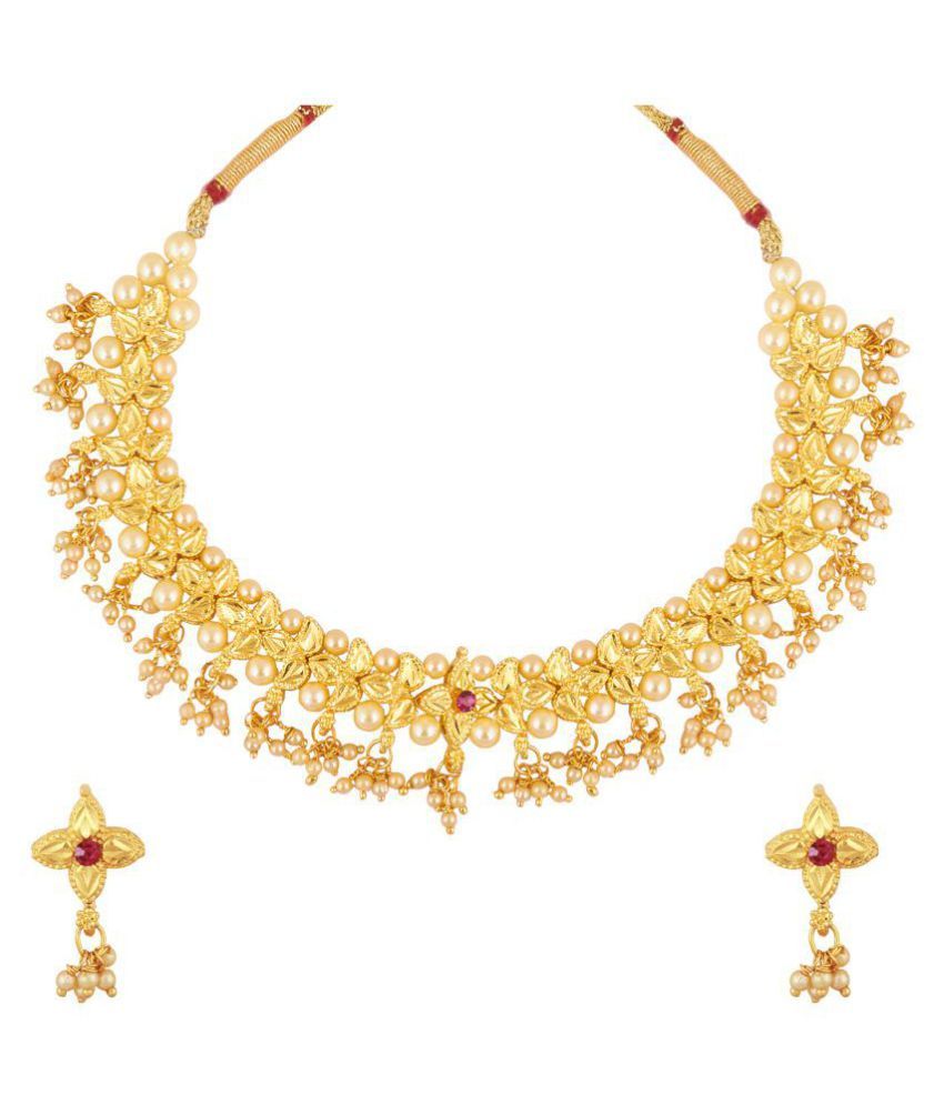 Shining Jewel Brass Golden Traditional Gold Plated Necklaces Set Buy Shining Jewel Brass
