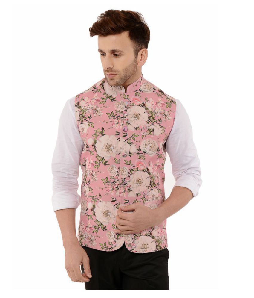     			Hangup White Cotton Blend Nehru Jacket