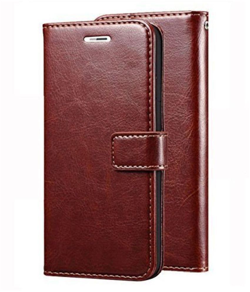     			Samsung Galaxy M10 Flip Cover by JMA - Brown Premium Wallet Style Diary Magnetic Lock Case