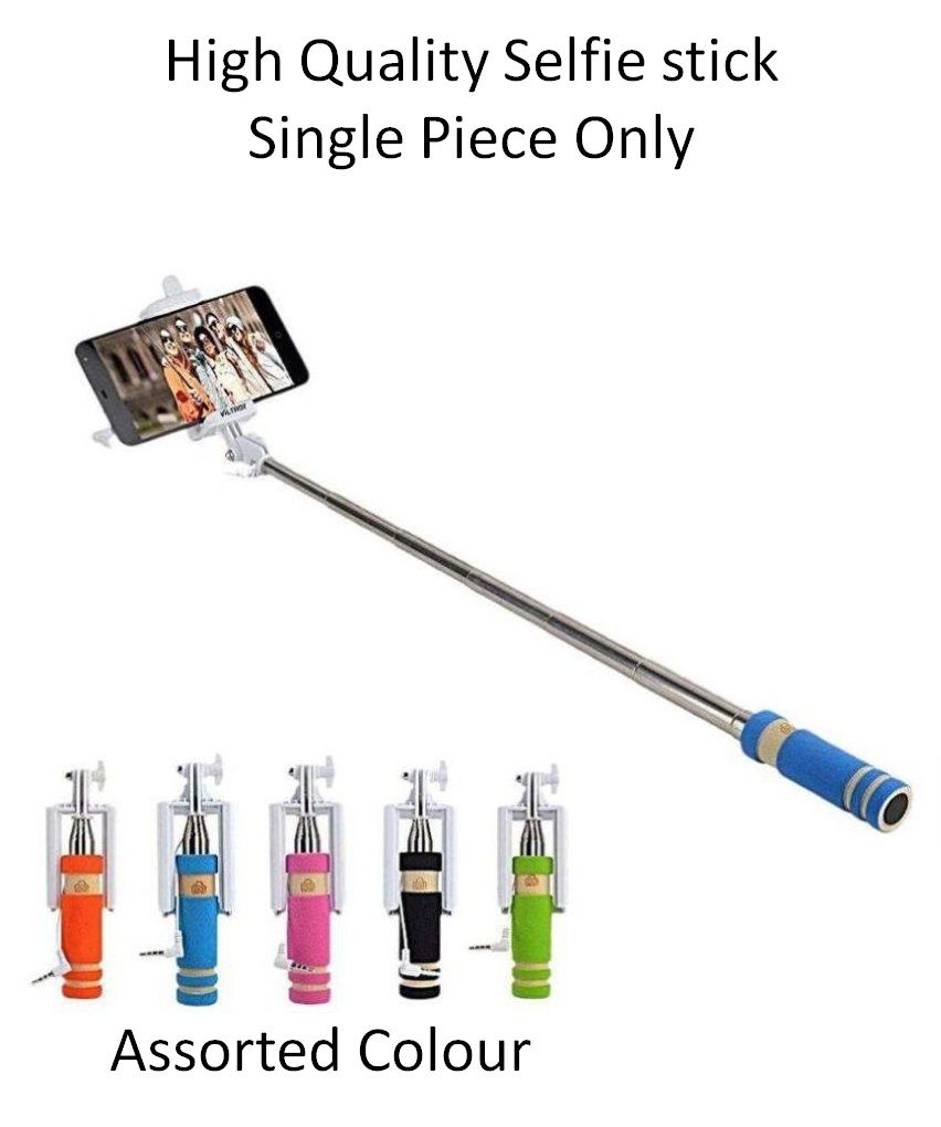 Rooq Selfie Stick Random Colour with Auxillary Cable 48 cm Selfie